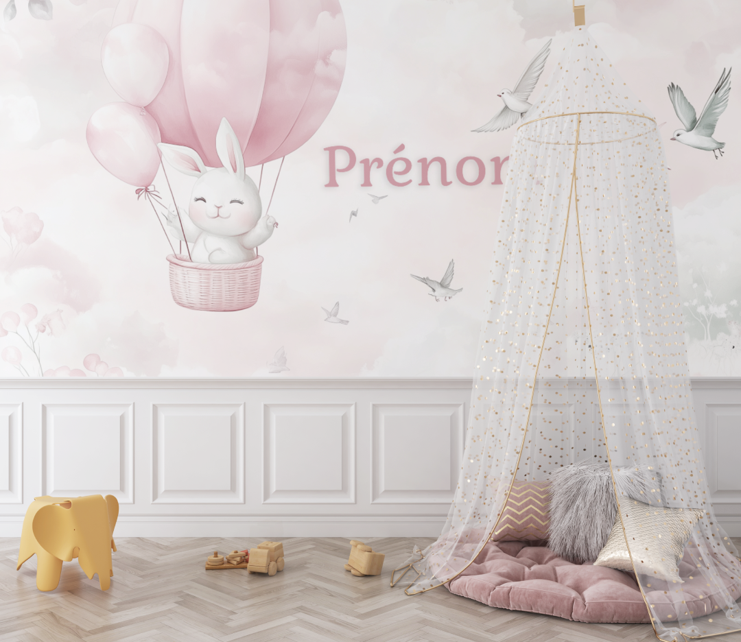 Papier peint prenom bebe lapin bebe