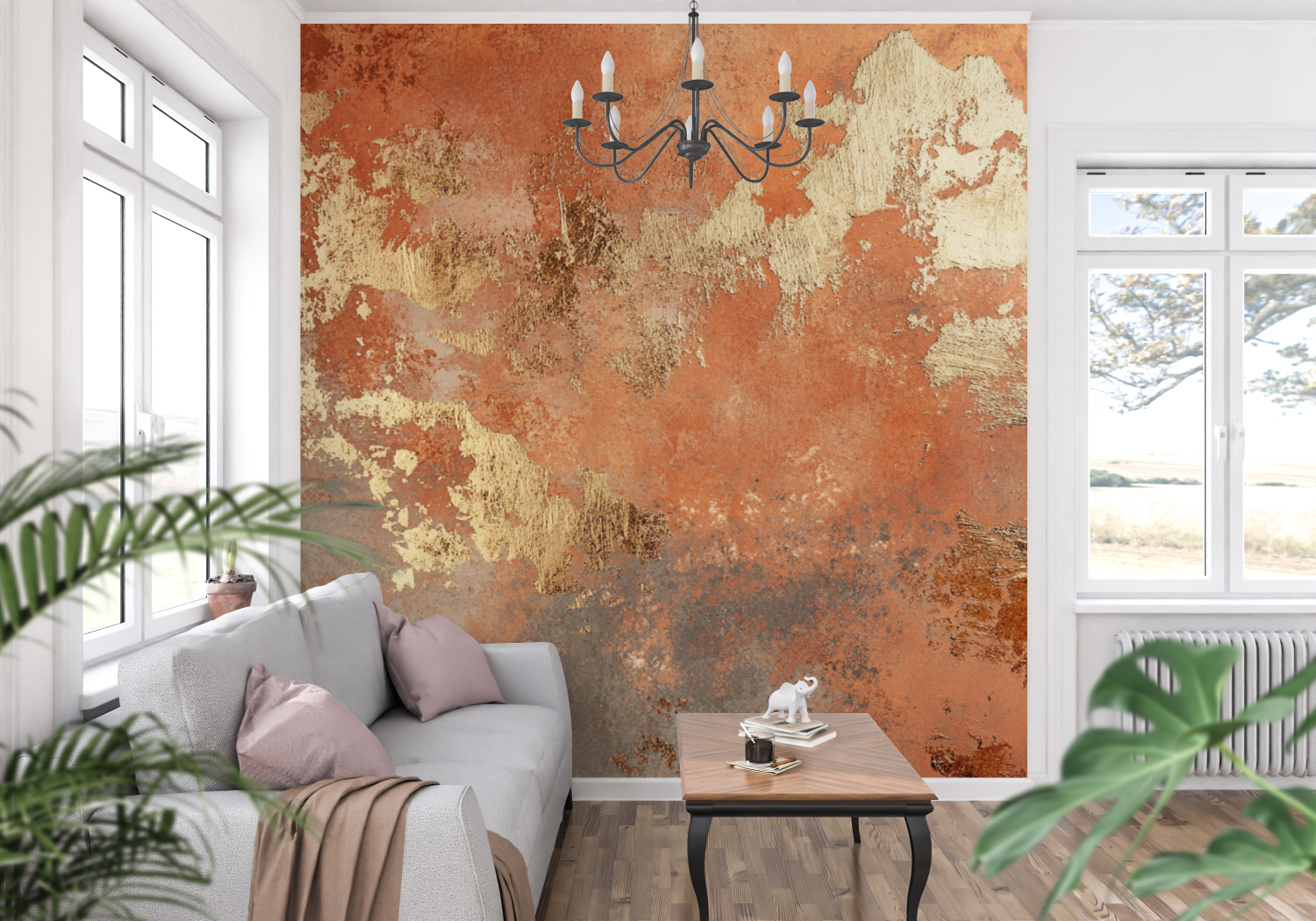 Papier peint terracotta reflets...ises dores panoramique mur