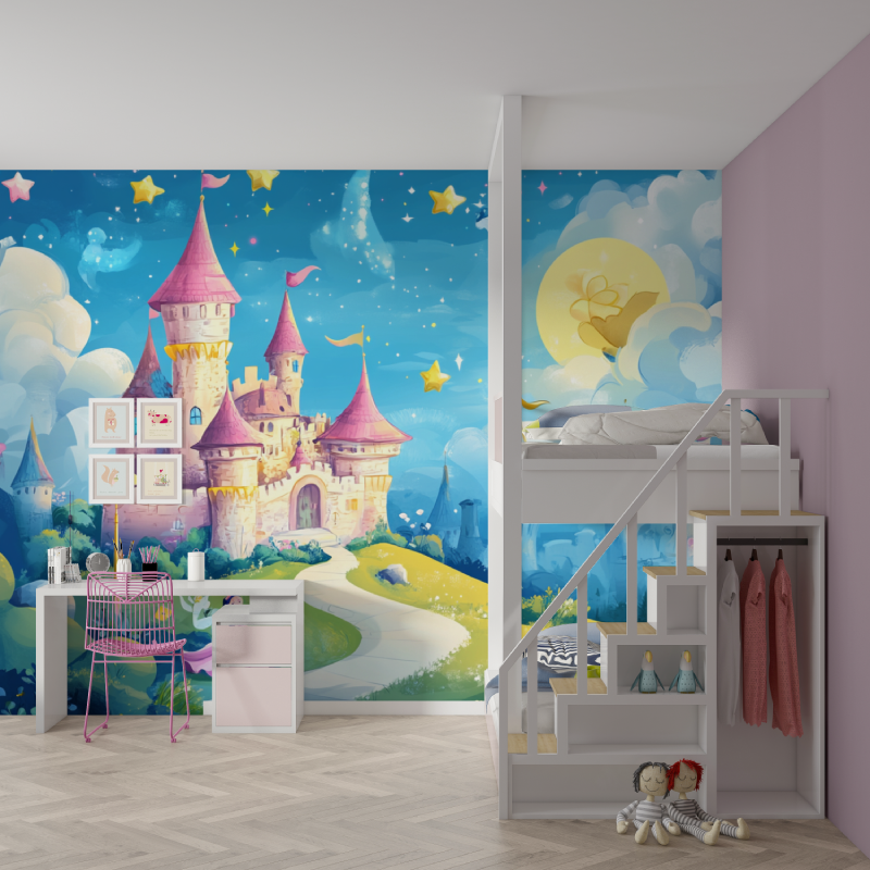 Papier peint princesse univers magique mur chambre fille