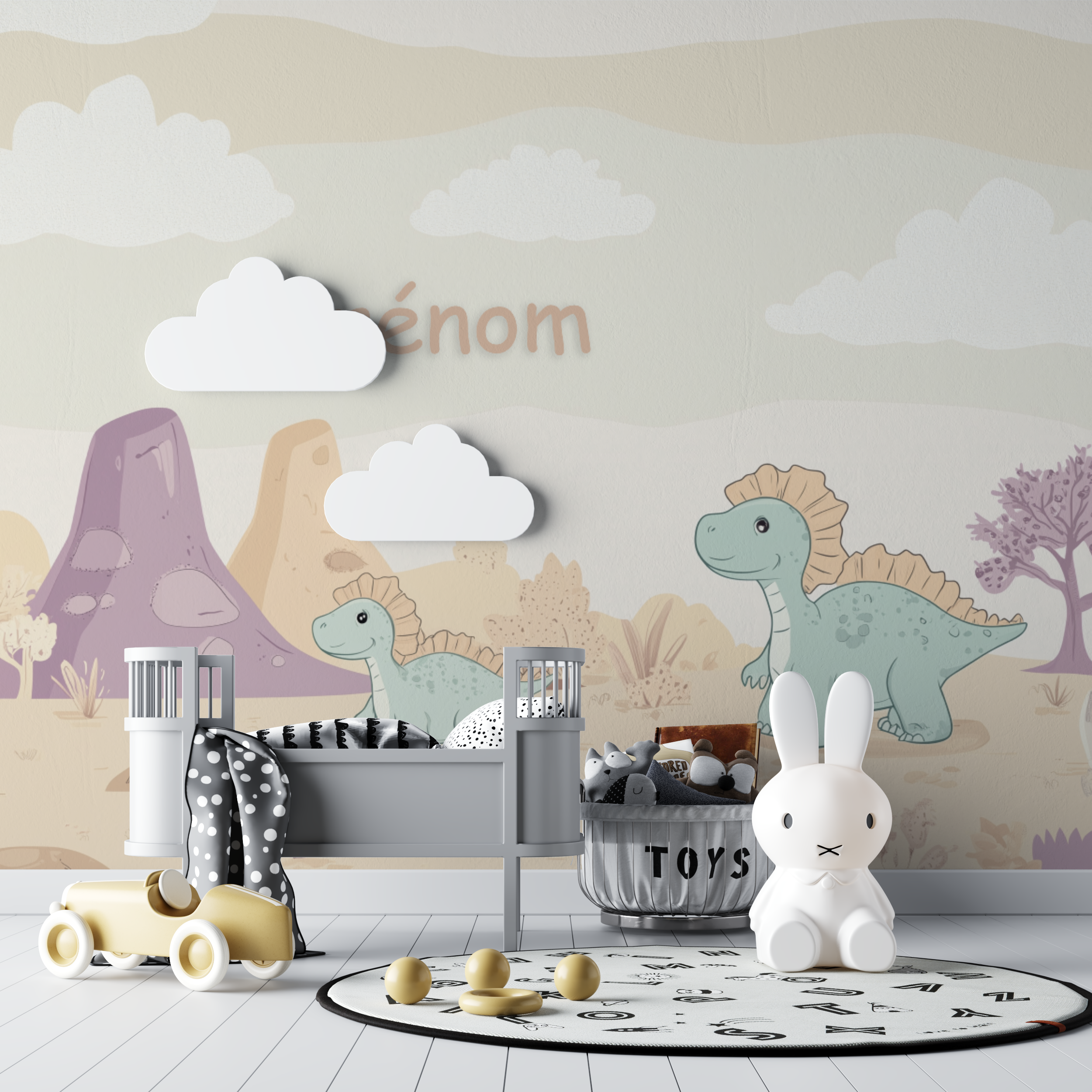 Papier peint prenom bebe dinosaures bebe tipi