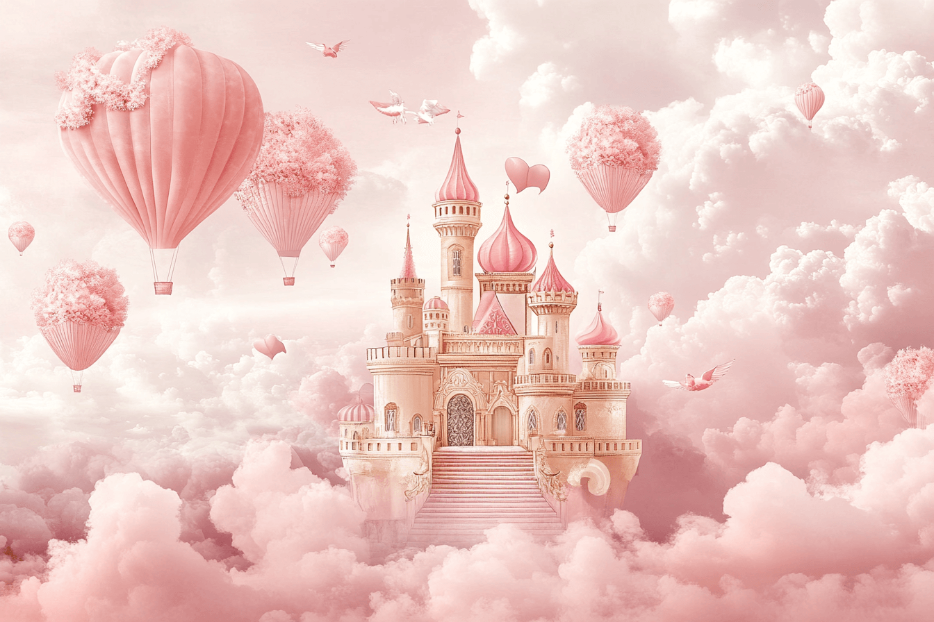 Papier Peint Princesse Montgolfières Château