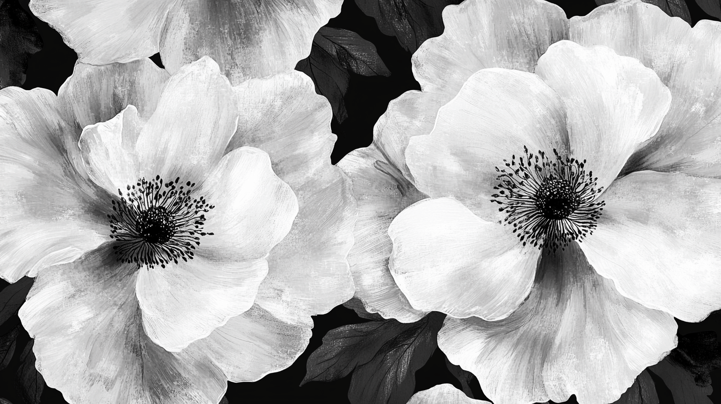 Papier Peint Aquarelle Fleurs Noires