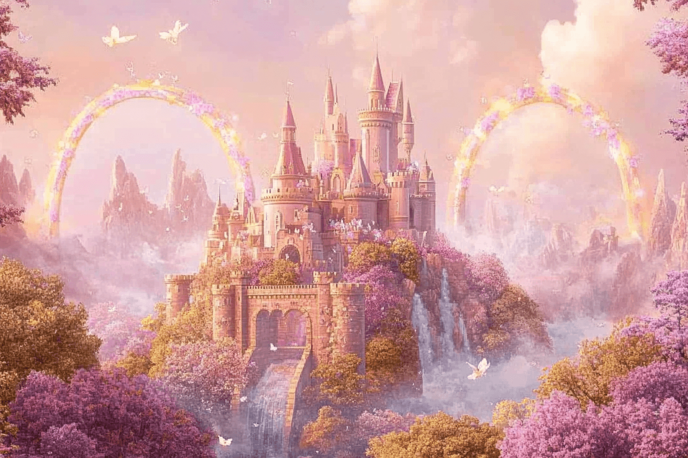 Papier Peint Château Arc-en-ciel