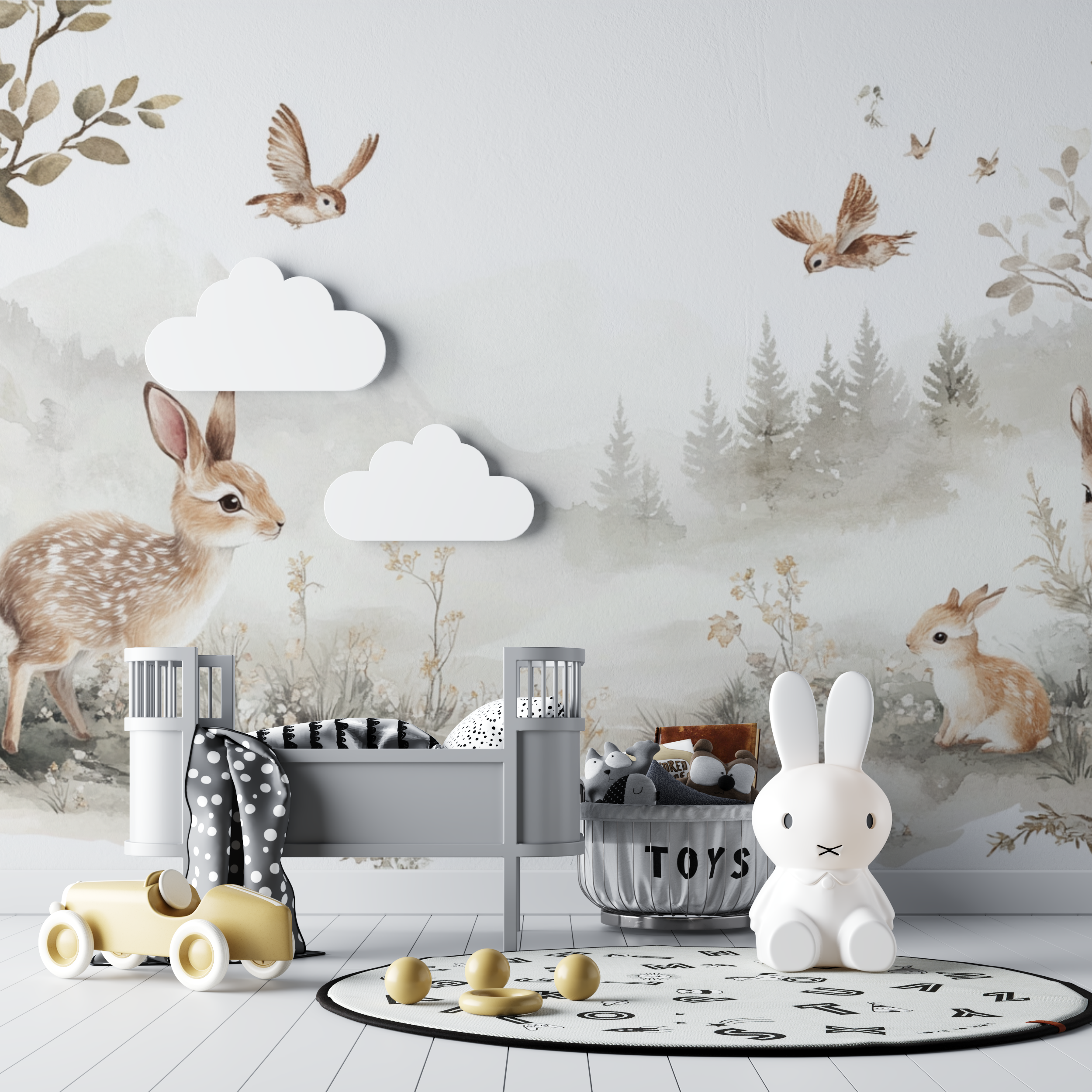 Papier peint foret bebe enchante bebe tipi