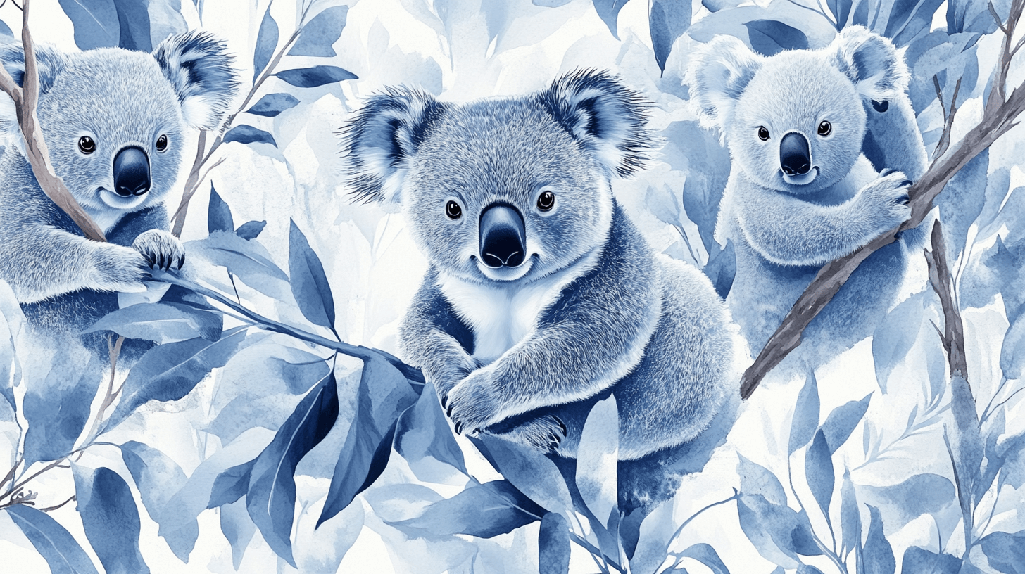 Papier Peint Koala Dans Les Feuillages Givrés