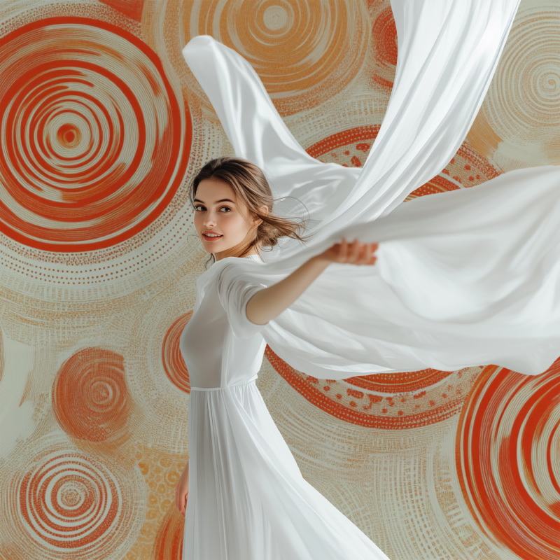 Papier peint vintage orange psychedelique modele