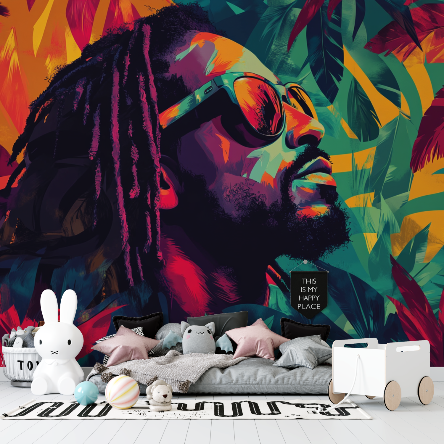 Papier peint afro musique tapisserie garcon