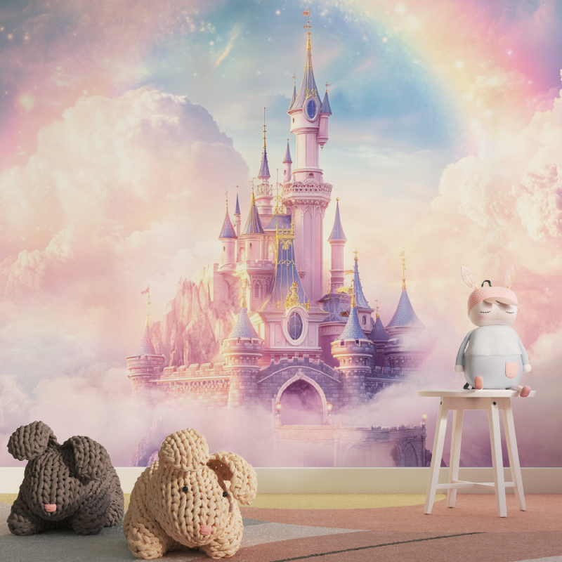 Papier peint princesse chateau ...ciel tapisserie pour fille