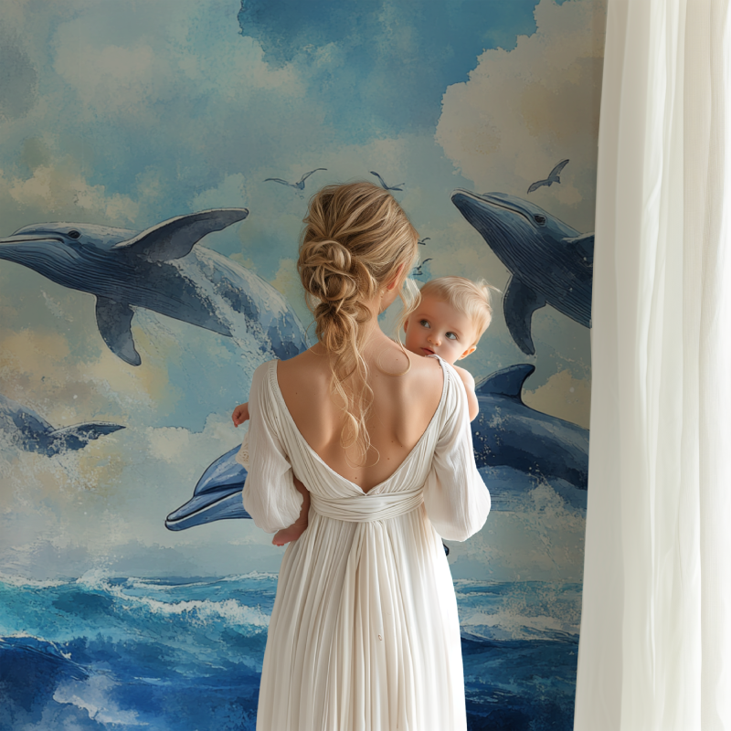 Papier peint panoramique aquelle baleine bb123