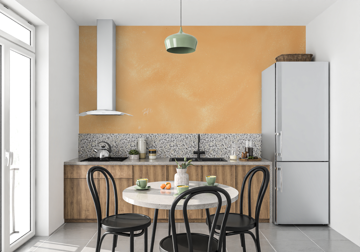 Papier Peint Orange Pastel Texturé - panoramique 4murs