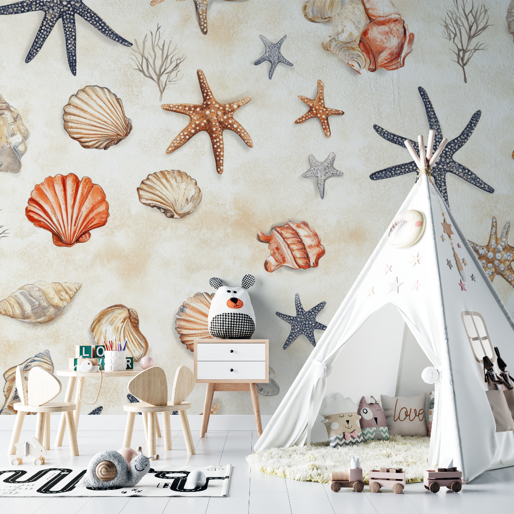 Papier peint marin tapisserie c...llages coraux chambre bebe