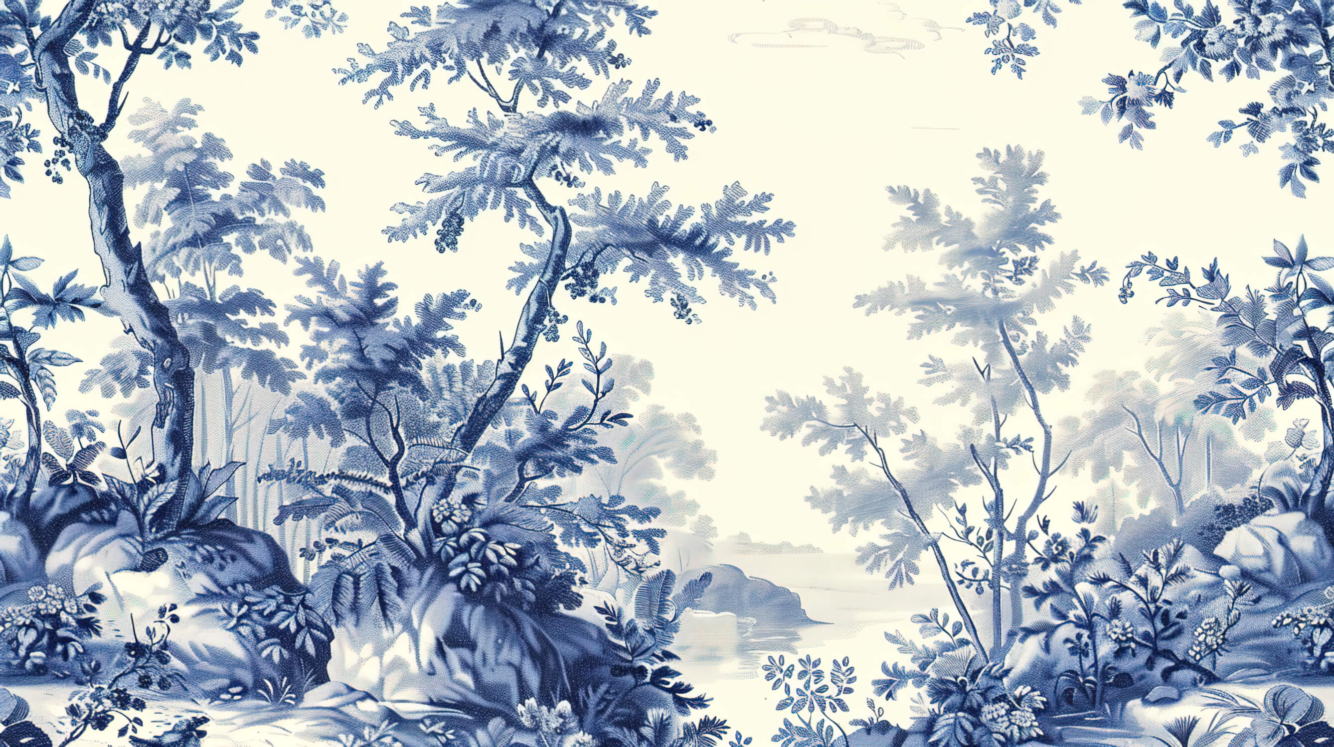 Papier Peint Jouy Bleu