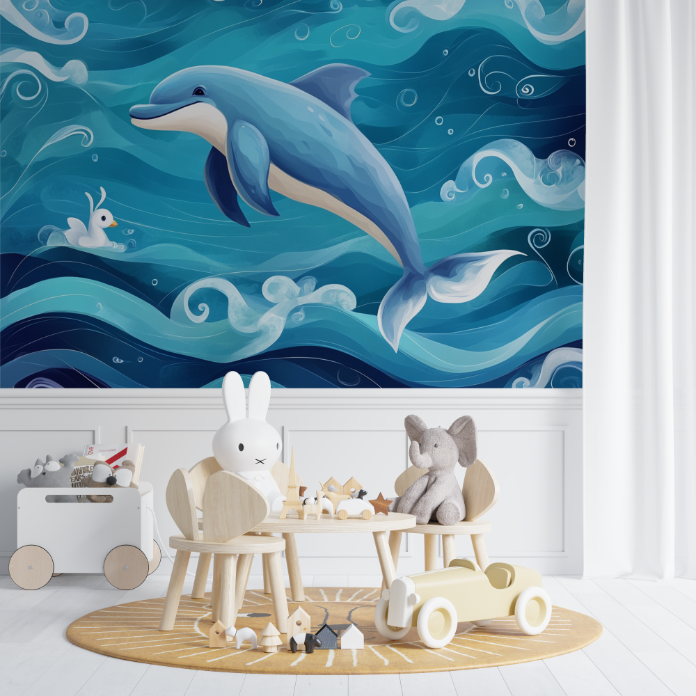 Papier peint marin flipper le dauphin chambre de bebe