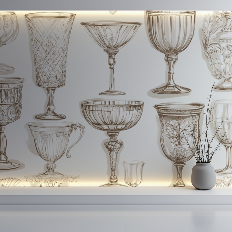 Papier peint vintage verre deau blanc mur blanc