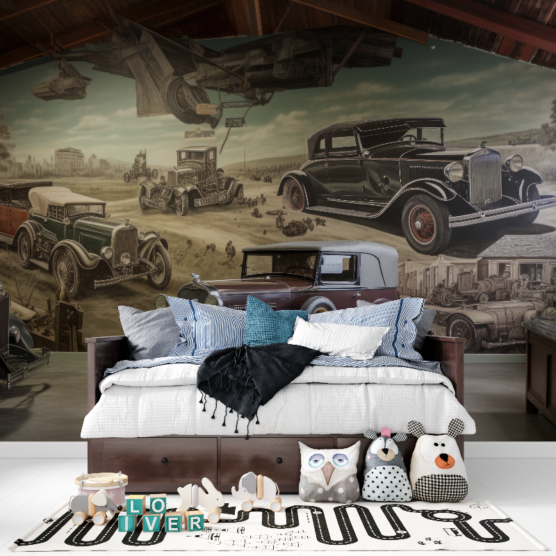 Papier peint voiture ancienne tapisserie pour ado