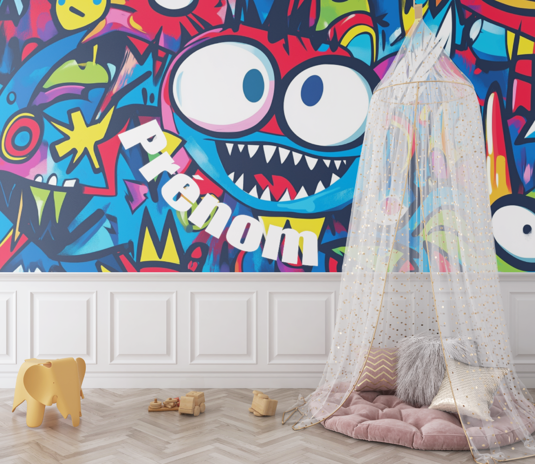 Papier peint garcon graffiti prenom bebe