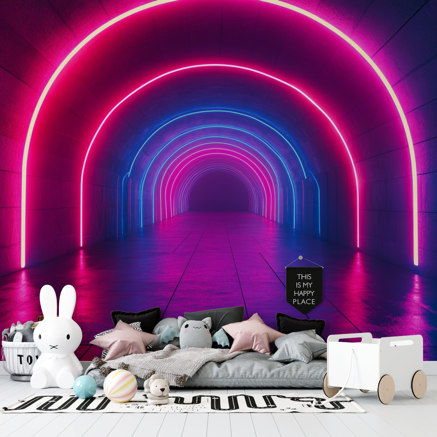 Papier peint couloir futuriste tapisserie garcon