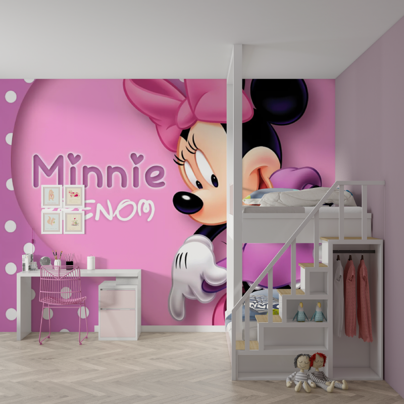 Papier peint prenom minni mur chambre fille