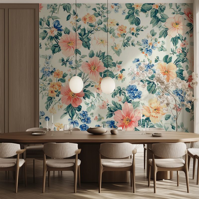 Papier peint motif scandinave v...eurs salle manger tendance