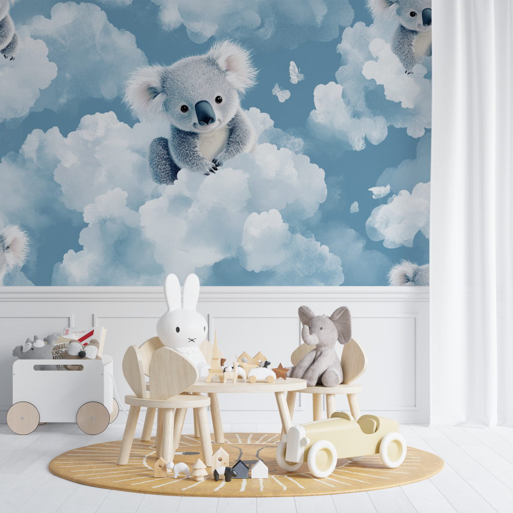 Papier peint koala peluche et nuage chambre de bebe
