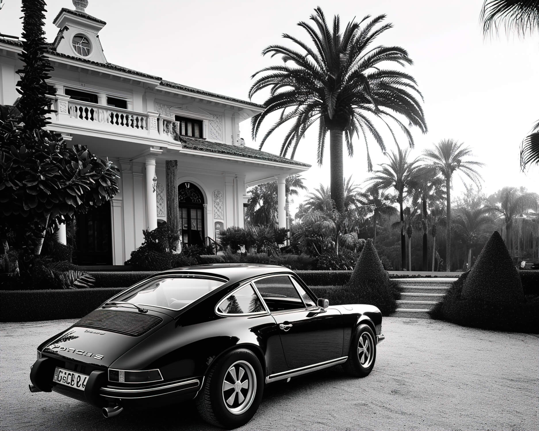 Papier Peint Panoramique Noir Et Blanc Voiture