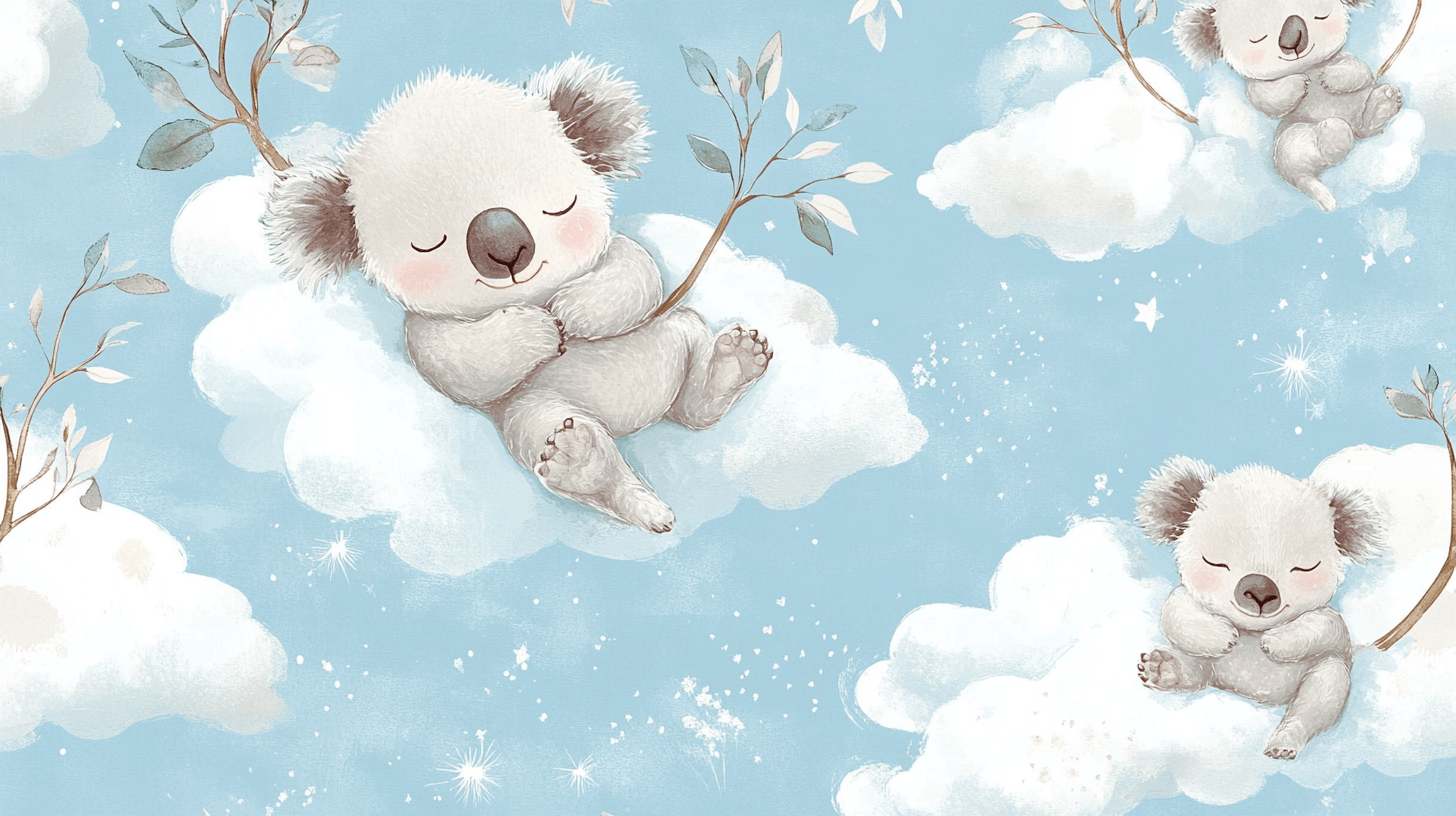 Papier Peint Koala Endormi Dans Un Nuage