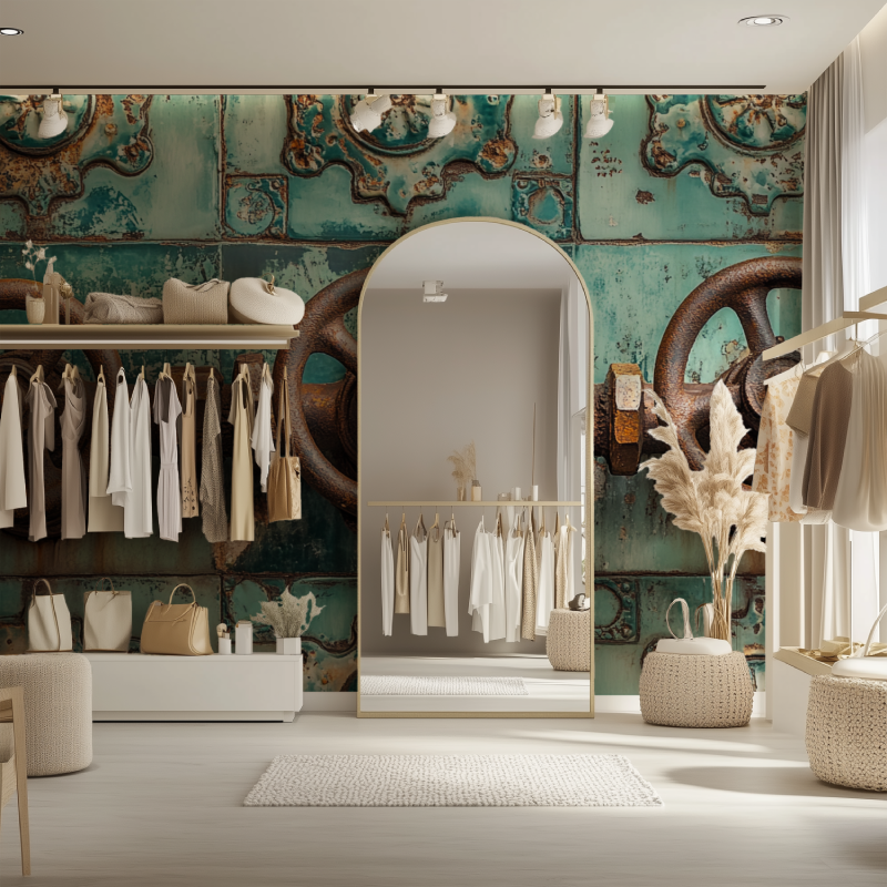 Papier peint vintage motif tuyaux dressing