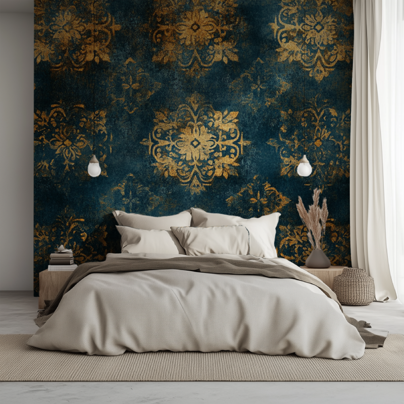 Papier peint vintage forme geometrique lit 1234