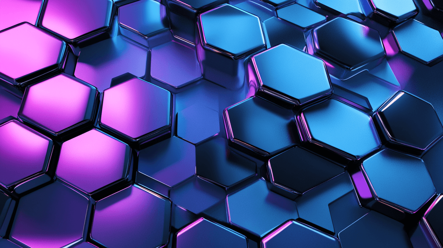 Papier Peint Hexagones Néon Bleu