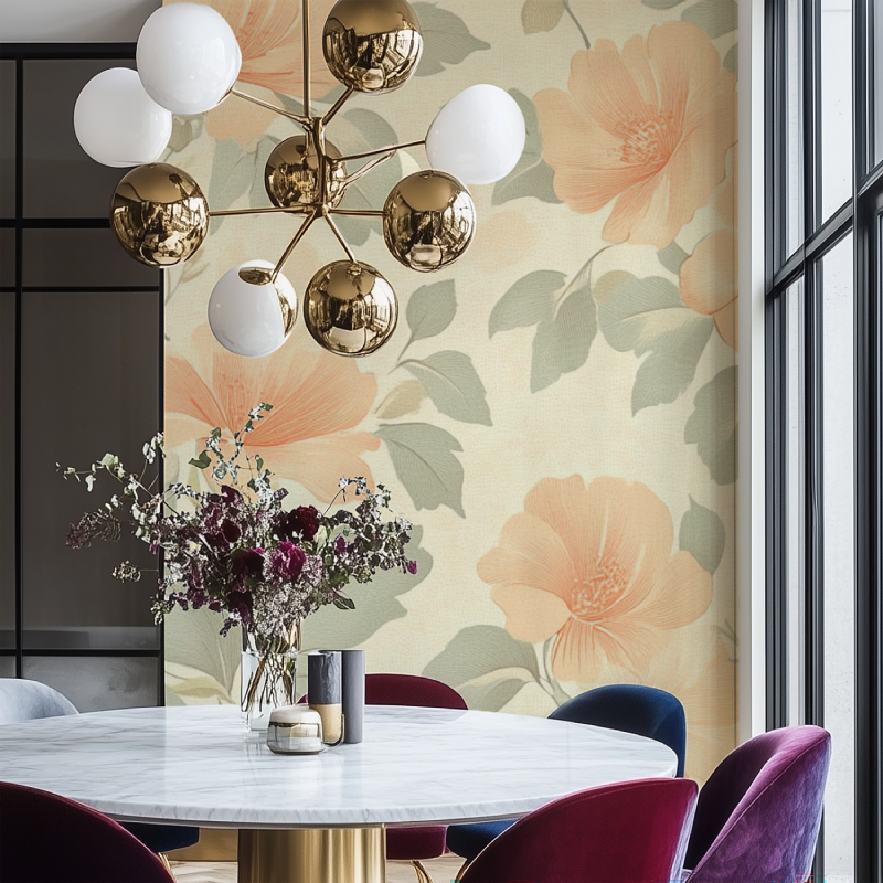 Papier peint vintage moderne salon chaise