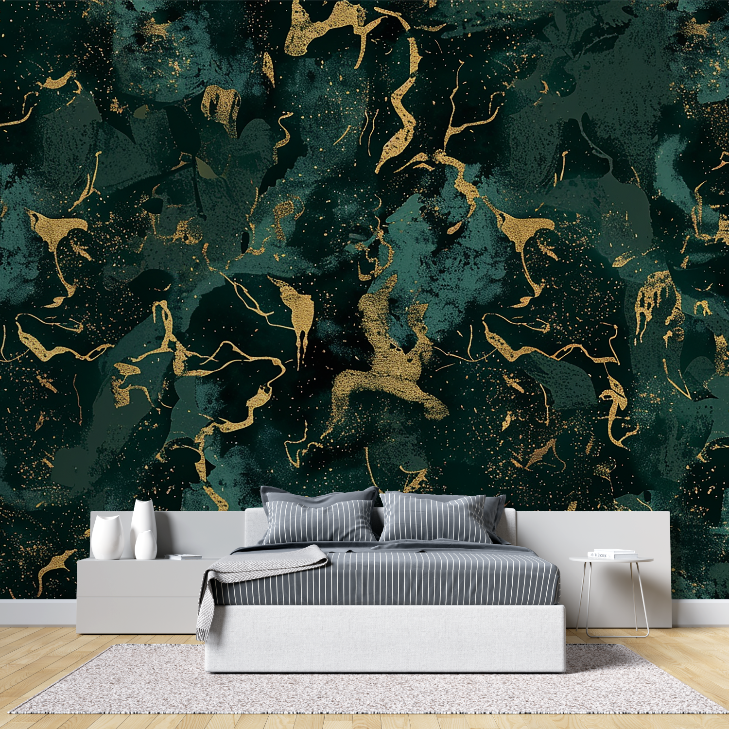 Papier Peint Vert Emeraude Et Or - tendance 2024