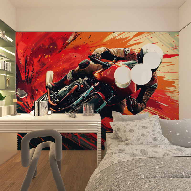 Papier peint 3d chambre ado moto chambre adolescents