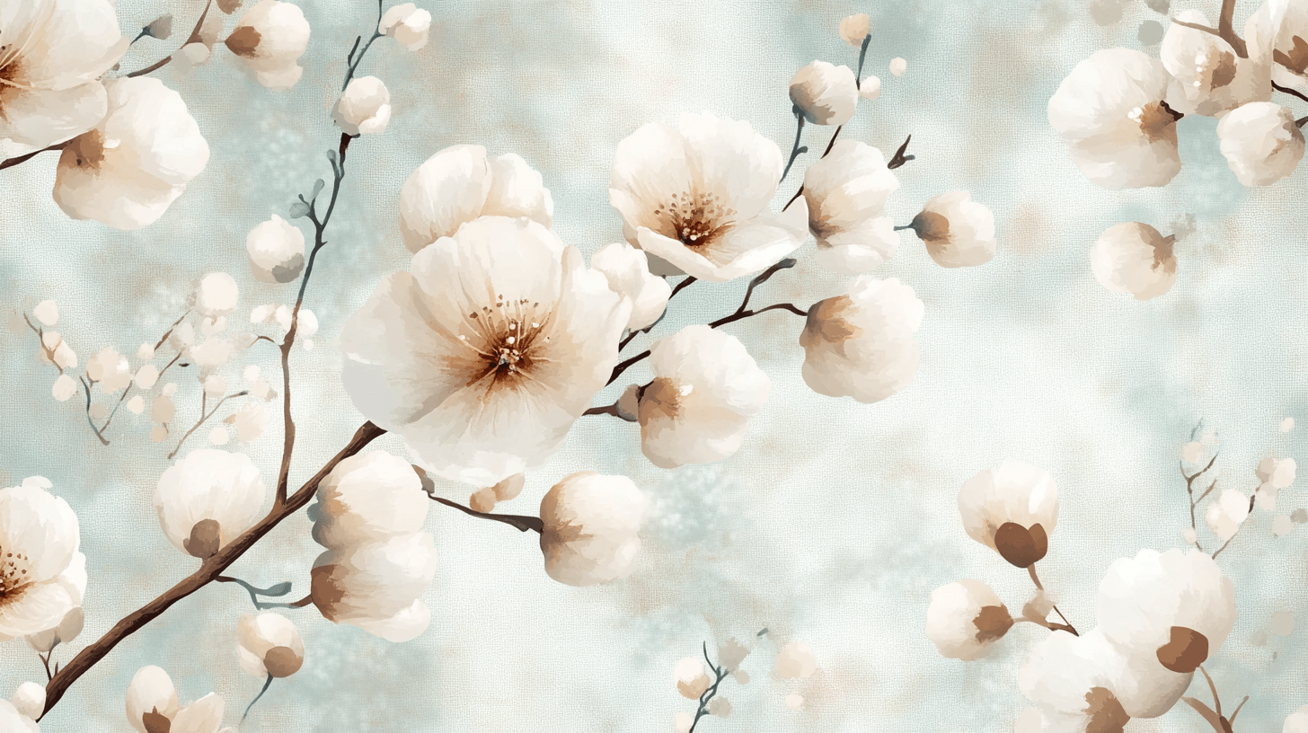 Papier Peint Fleur De Coton
