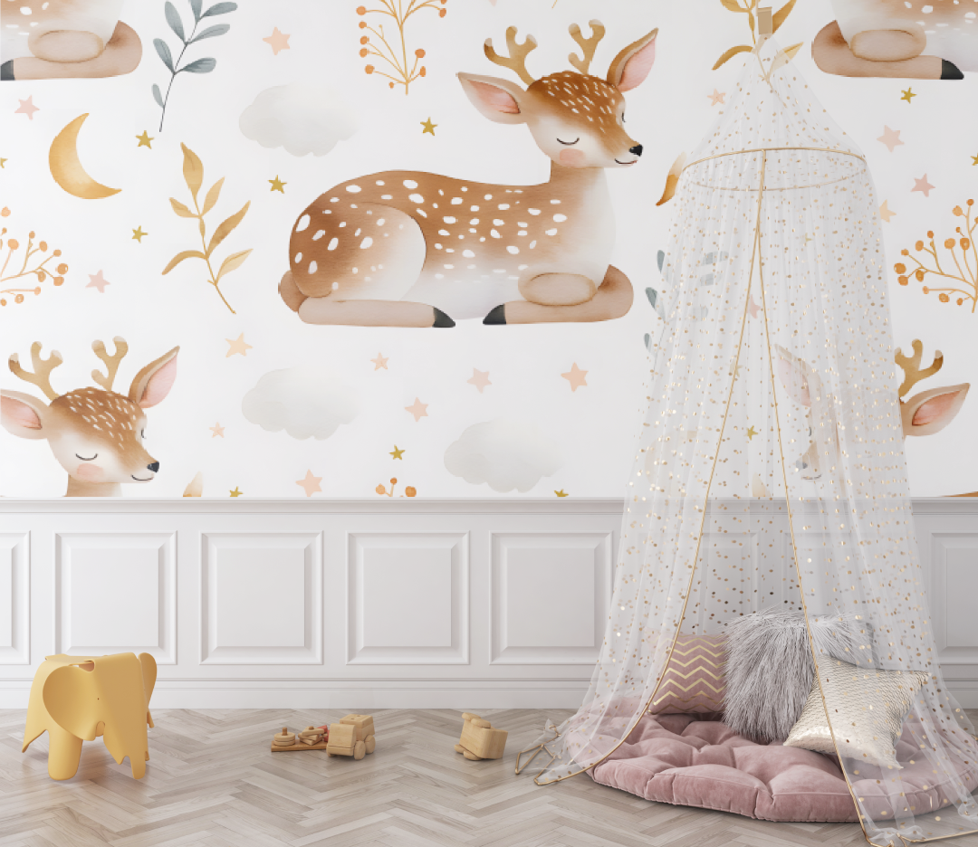 Papier peint bébé Animaux aquarelle - chambre de bebe
