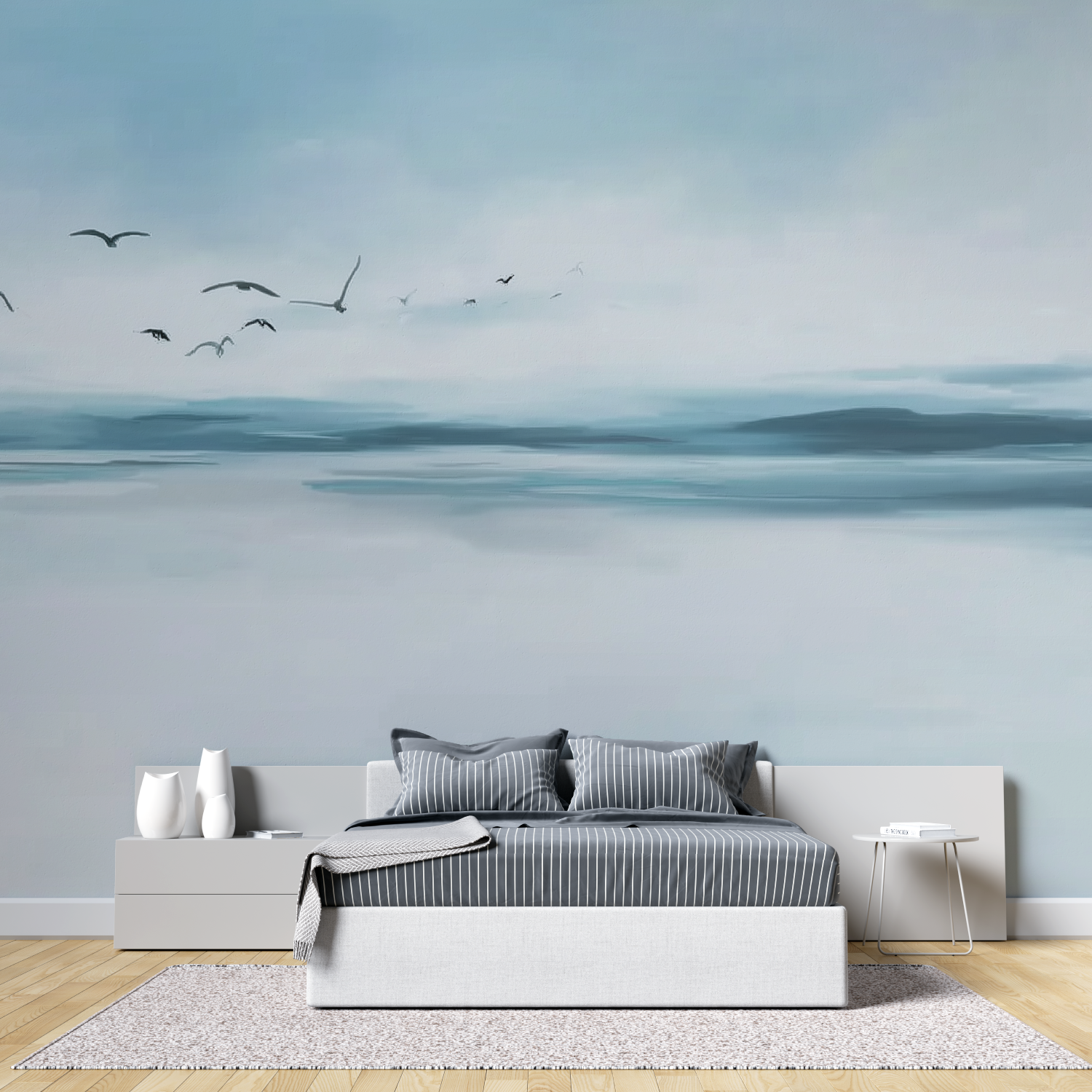 Watercolor landscape mural wallpaper tete de lit