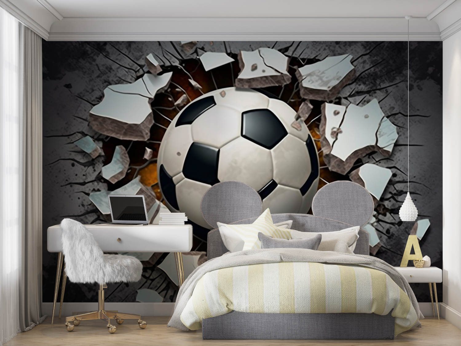 Papier peint 3d foot noir mur chambre panoramique