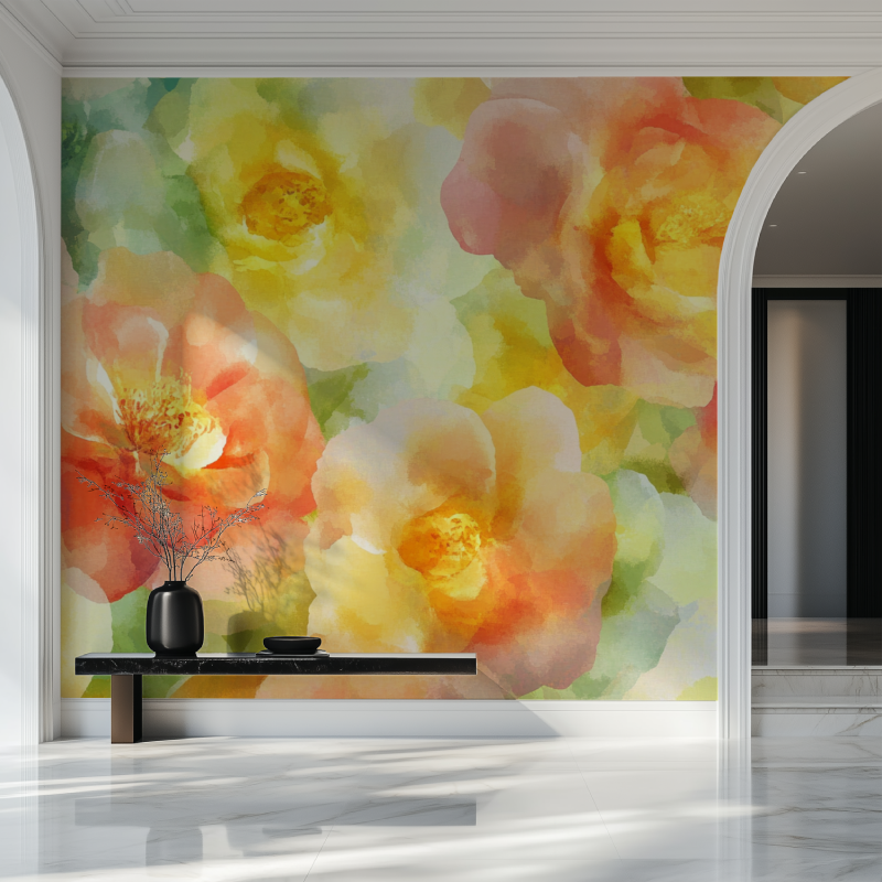 Papier peint fleur geant salon beau