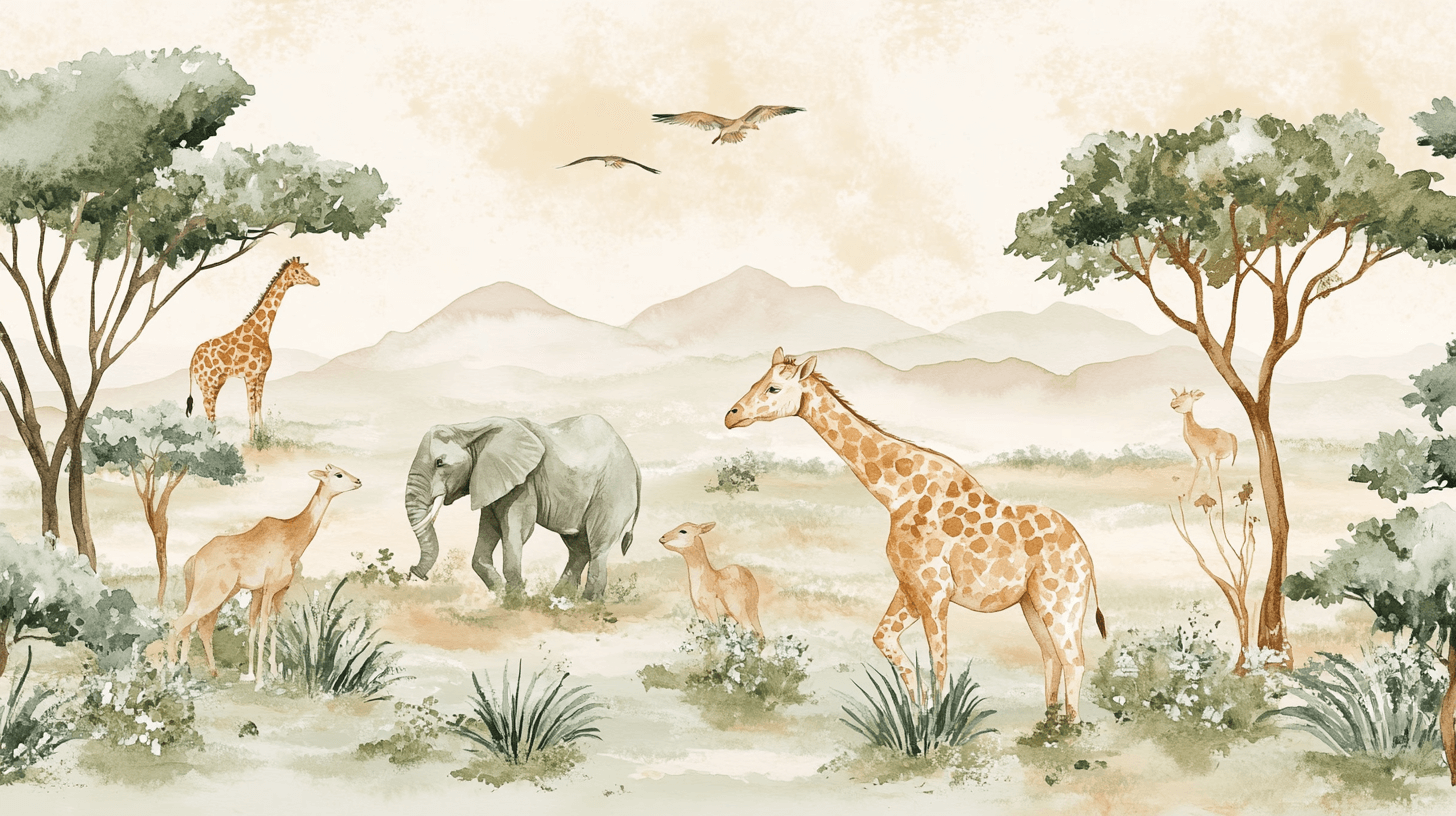 Papier Peint Savane Girafe Et Co.