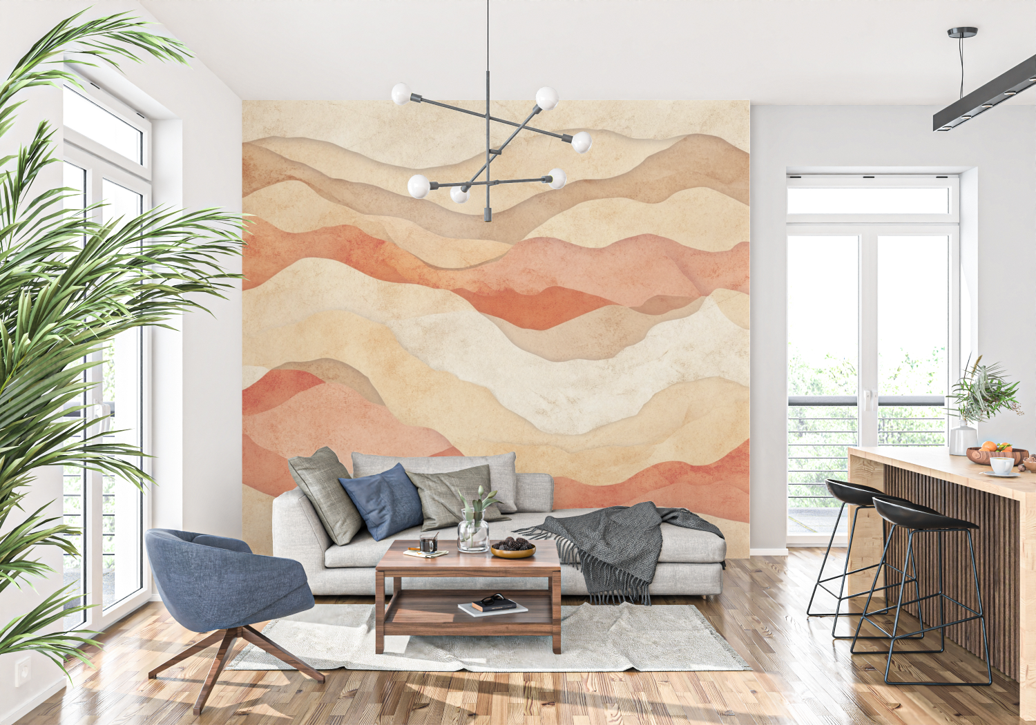 Papier peint terracotta dune desert tapisserie