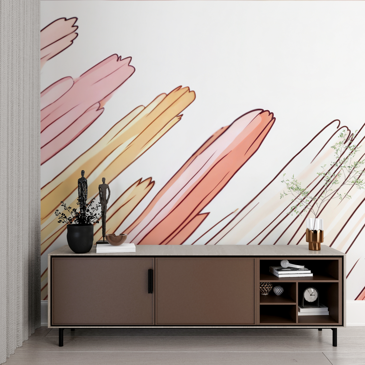Papier peint aquarelle lignes abstraites imprime