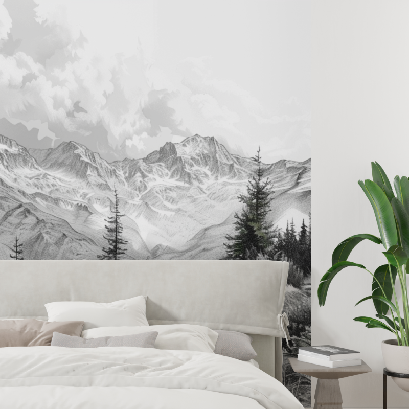 Papier peint montagne massif des alpes tapisserie tendance