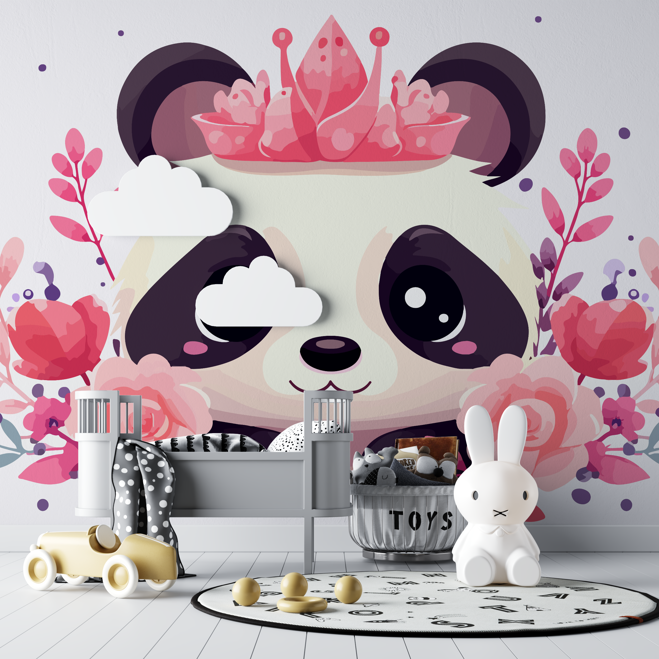 Papier peint panda pour enfant bebe tipi