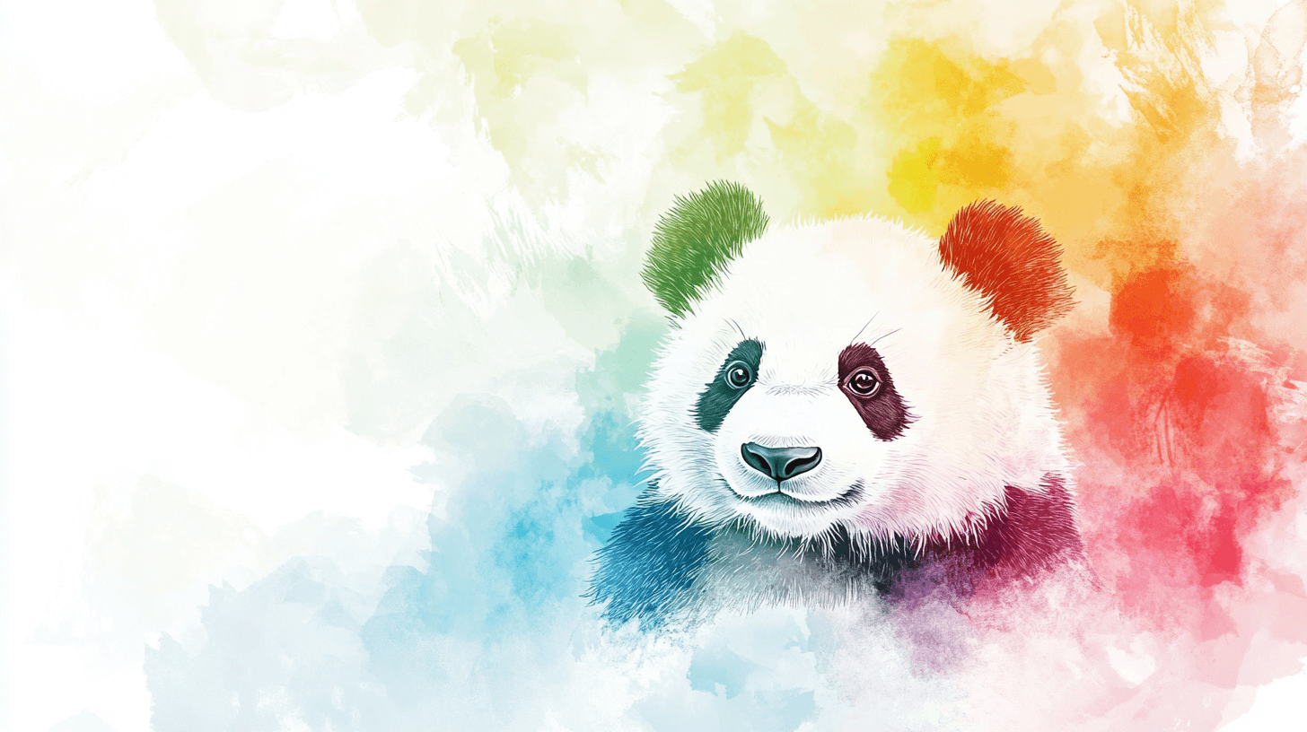Papier Peint Panda Arc-En-Ciel