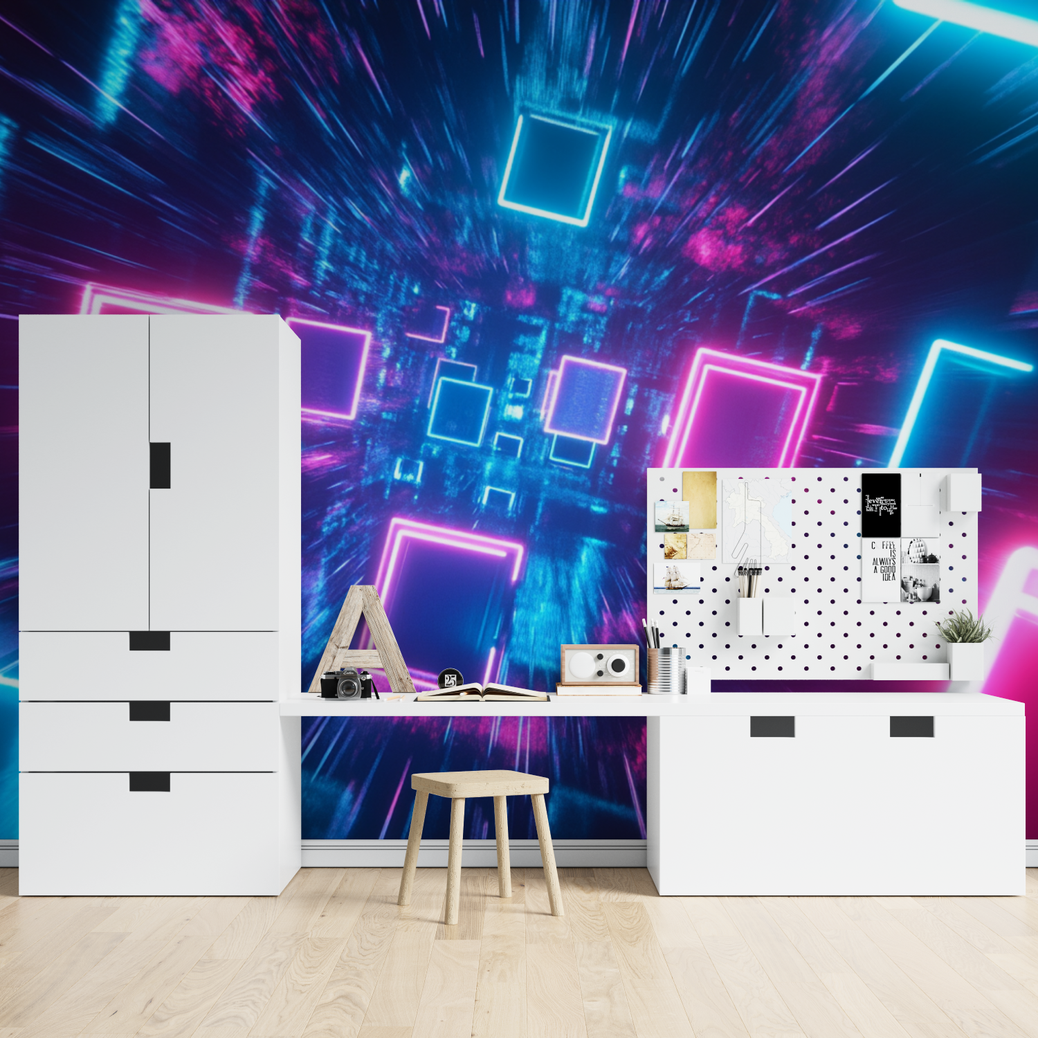 Papier peint carre neons tapisserie spiderman