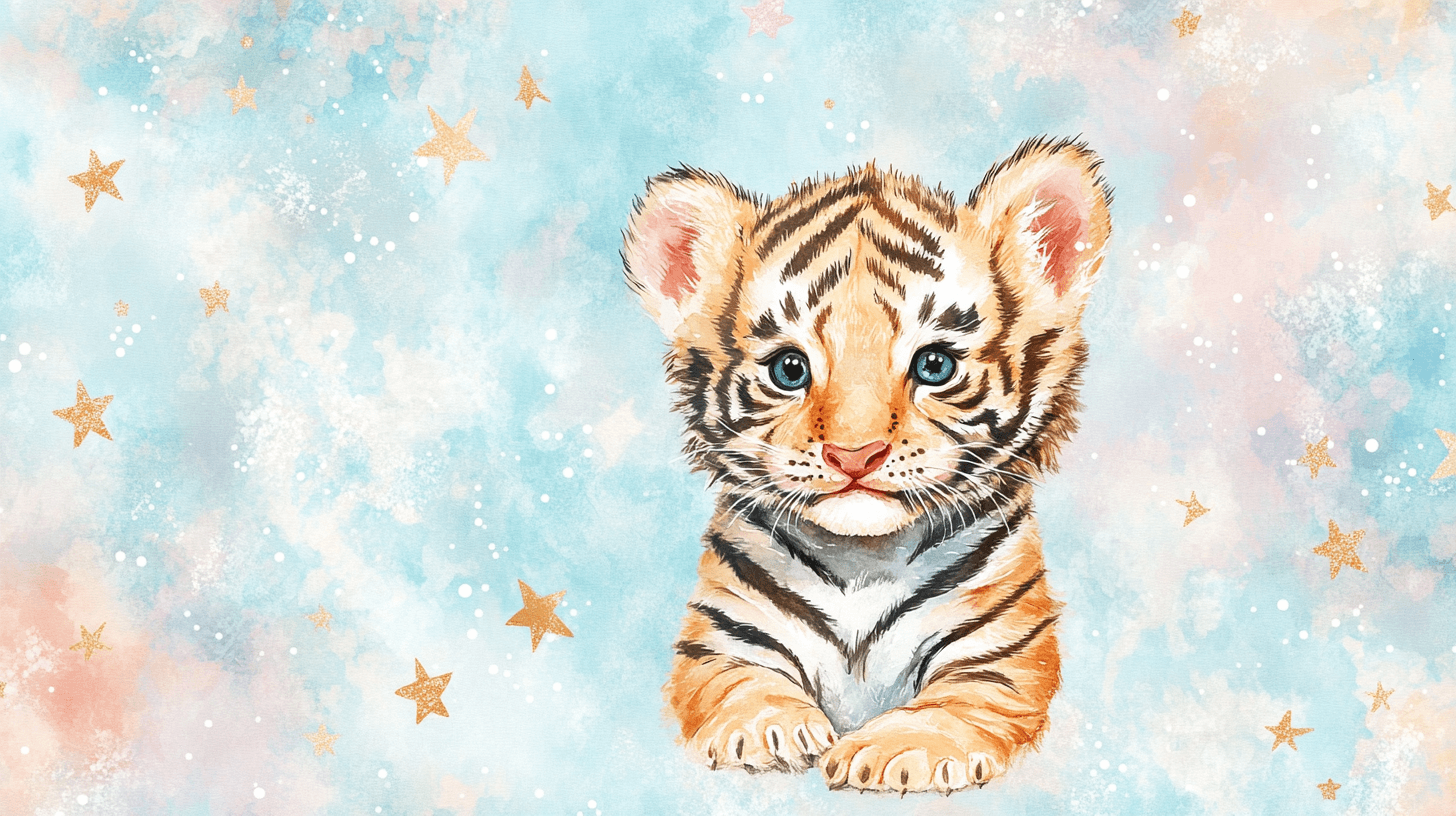 Papier Peint Tigre Et Étoiles