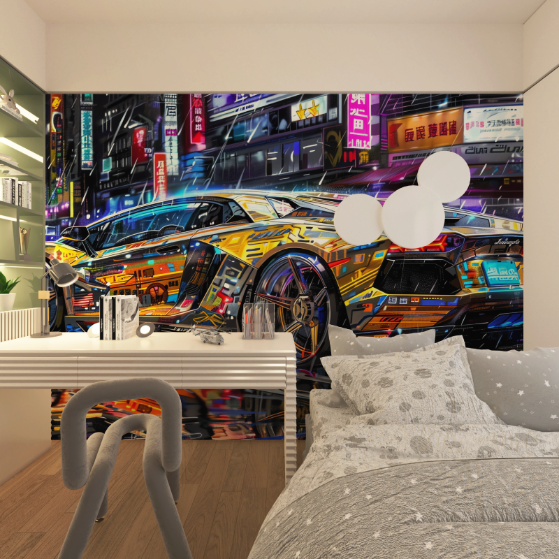 Papier peint voiture de sport chambre adolescents