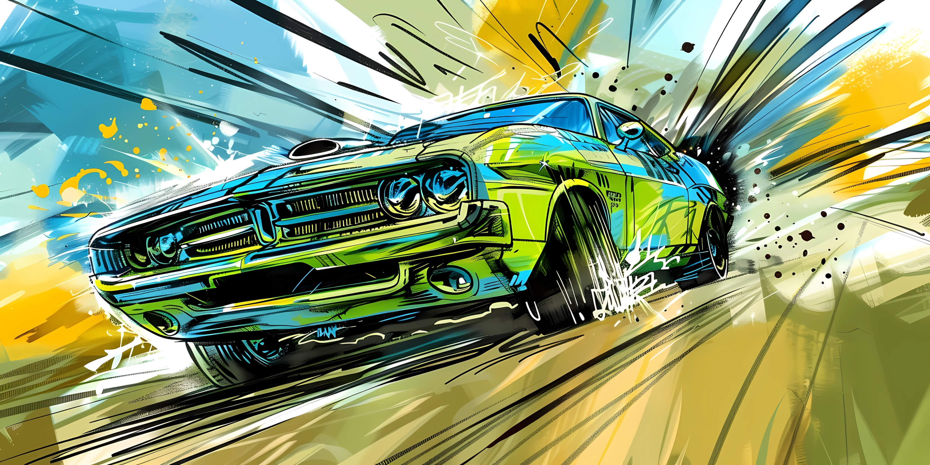 Papier Peint Poster Géant Voiture Verte