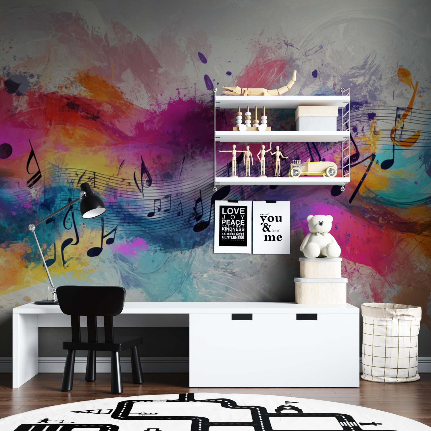 Papier peint musique couleur forte tapisserie garcon