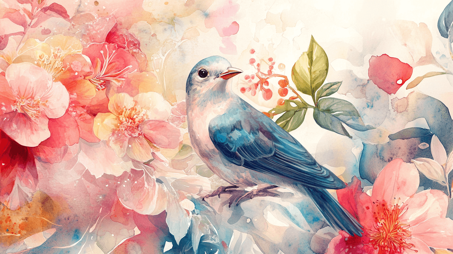 Papier Peint Fleur Oiseau