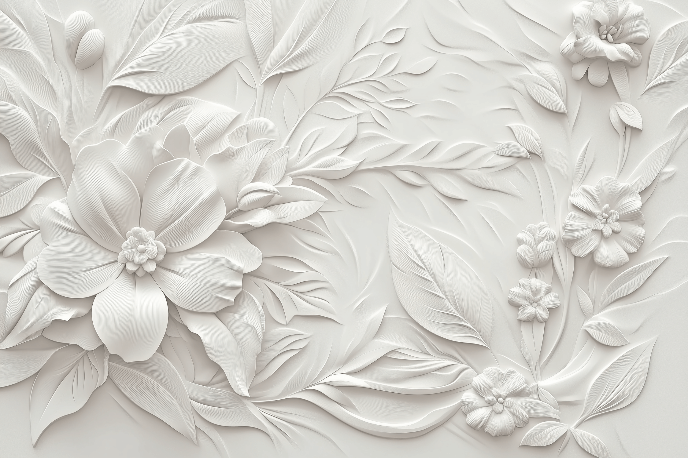 Esthetic White Flowers Mural Wallpaper